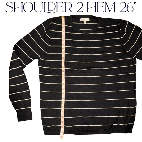C2 by Calibrate Black and White Striped Crewneck Sweater - Picture 3 of 4